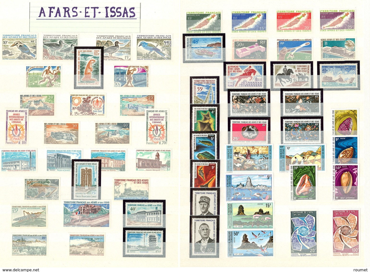 ** AFARS ET ISSAS. Collection. 1967-1977 (Poste, PA, Taxe), Complète, + Djibouti 21 Ex. - TB - Autres & Non Classés