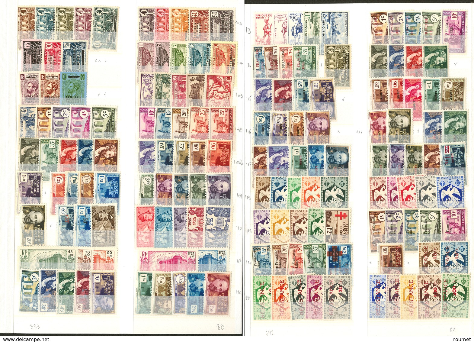 ** Collection. 1936-1958 (Poste, PA, Taxe, BF), Valeurs Moyennes Et Séries Complètes, Des France-Libre. - TB - Other & Unclassified