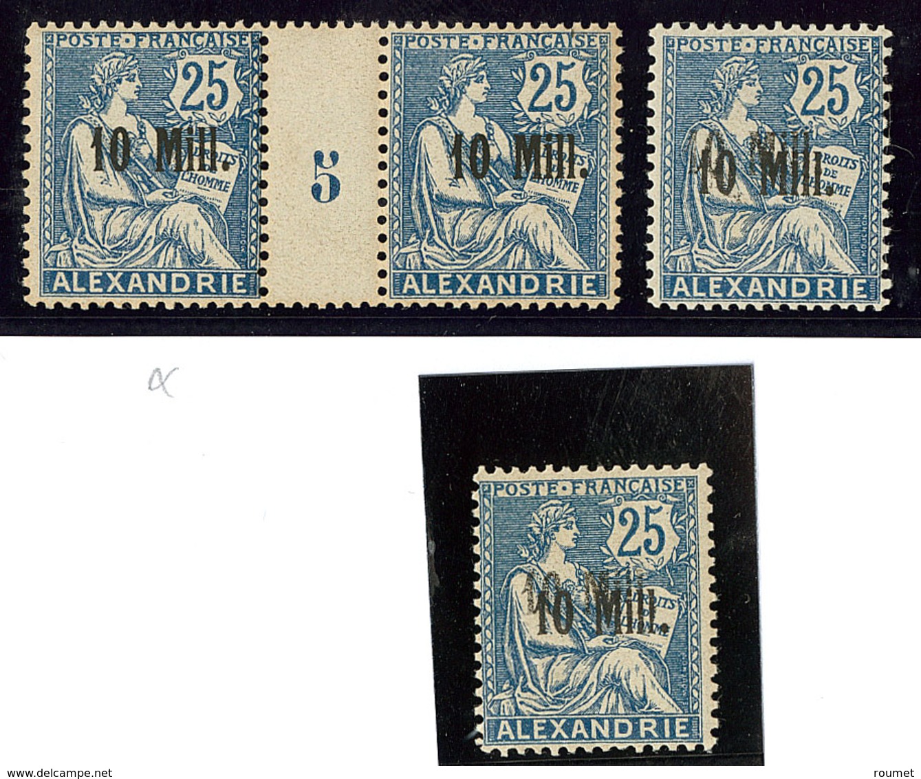 ** Nos 42 Paire Mill. 5, 42a (double Surcharge), Deux Ex Dont Un *. - TB - Other & Unclassified