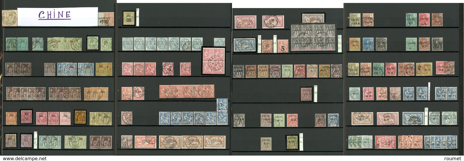 Collection. 1894-1922 (Poste), Valeurs Moyennes, Des Doubles Et Qqs Multiples, Nuances Et Obl Diverses. - TB - Autres & Non Classés
