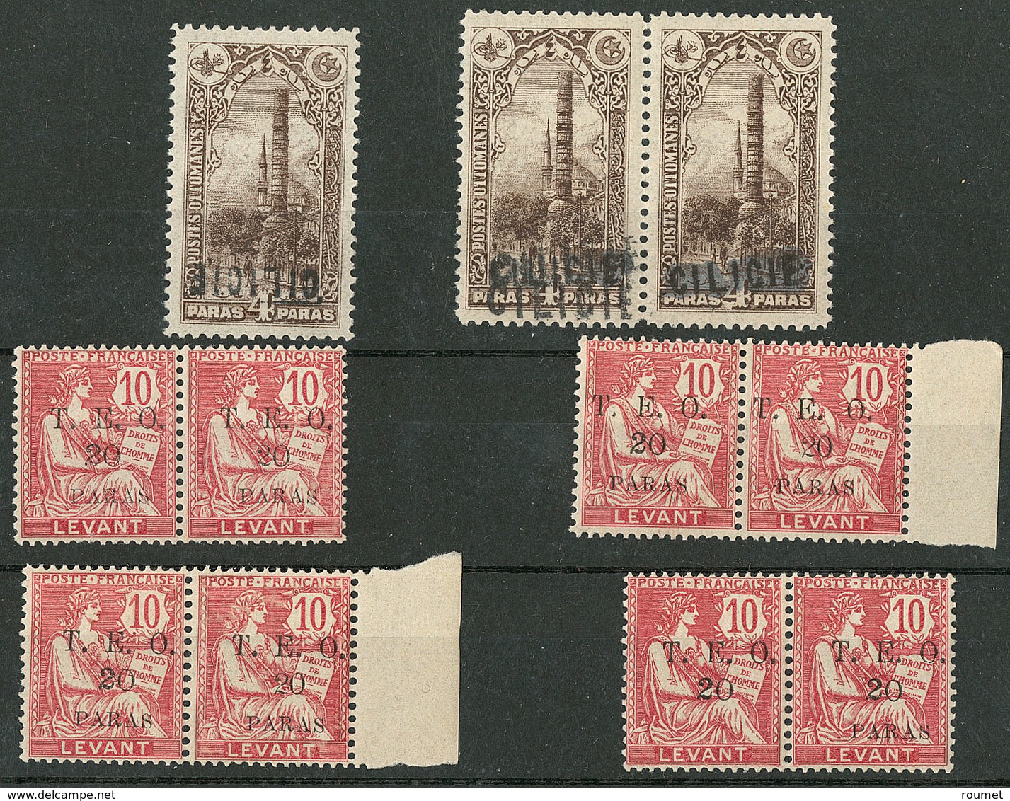 * Variétés. Nos 34 (surch. Renv. Et Double Surch. En Paire Avec Normal), 77 Paire,(types I Et II (2), Types I Et III), 7 - Sonstige & Ohne Zuordnung