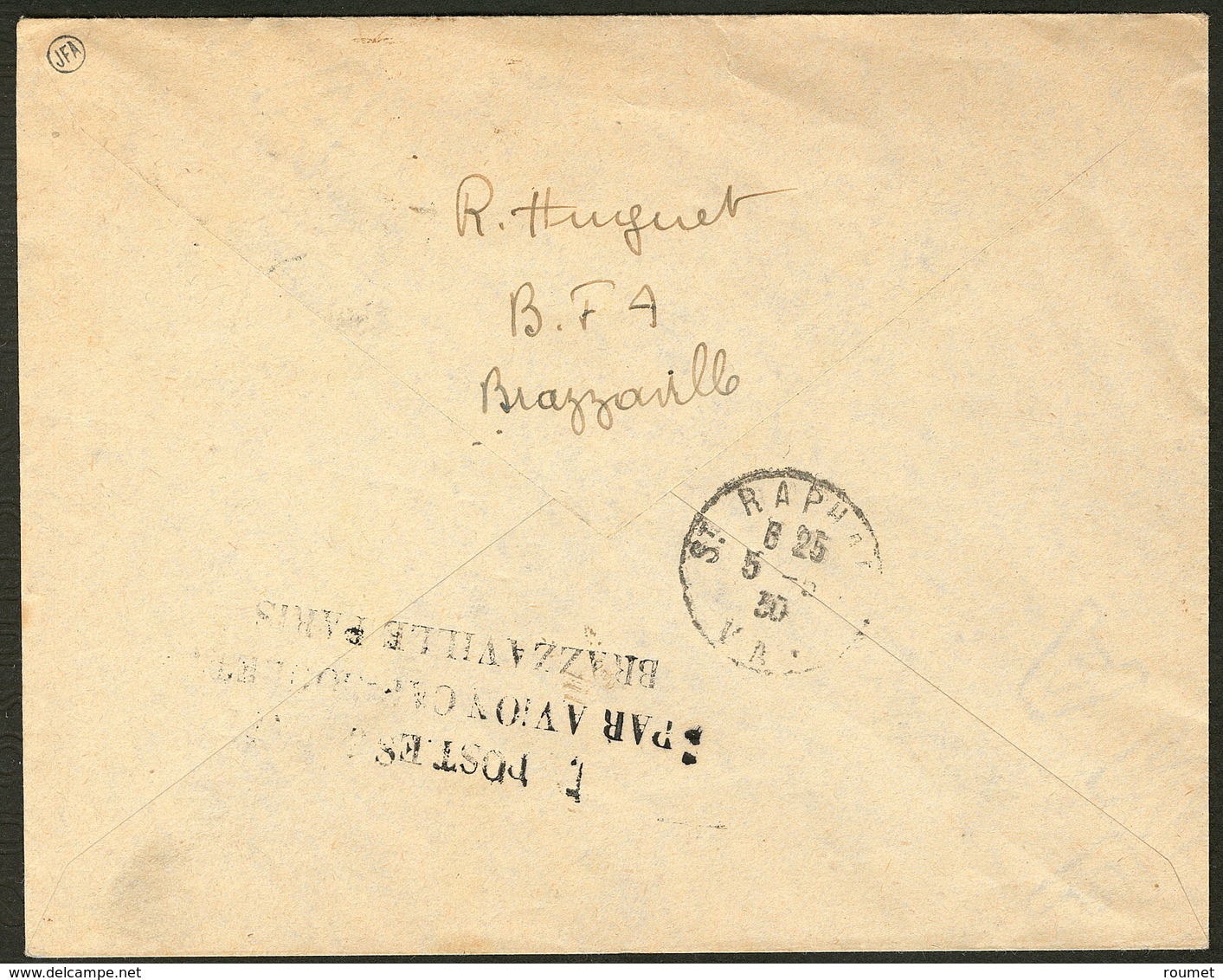 Lettre Nos 102 + 103, Sur Enveloppe De Libreville 20 Mars 1930 Recommandée Pour La France , Avec Griffe Noire Spéciale D - Other & Unclassified