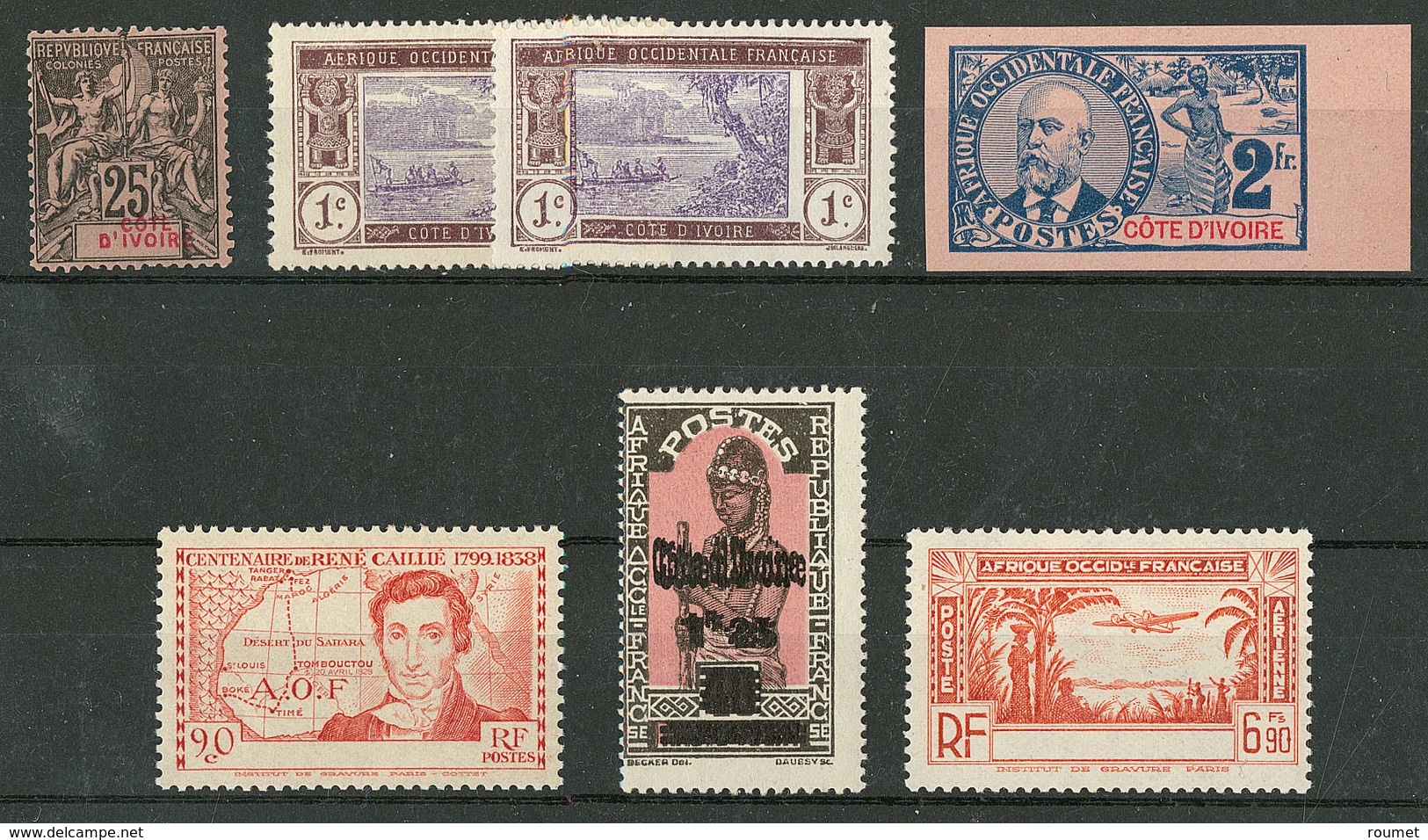 * Variétés. Nos 8, 34a, 41 (2), 102b, 141a, PA 5a. - TB - Altri & Non Classificati