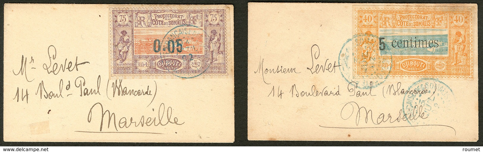 Lettre Nos 23, 28, Sur Deux Enveloppe Cartes De Visite, De 1902 Pour Marseille. - TB - Autres & Non Classés