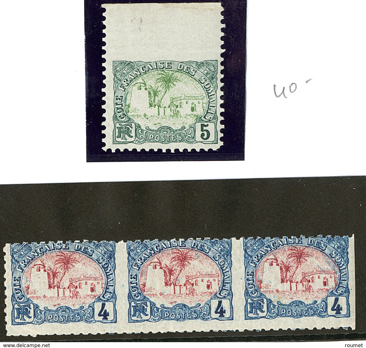 ** Variétés De Piquages. Nos 39 Bdf ND Vertical, 40 Bande De Trois  (dentelée 3 Côtés). - TB - Autres & Non Classés