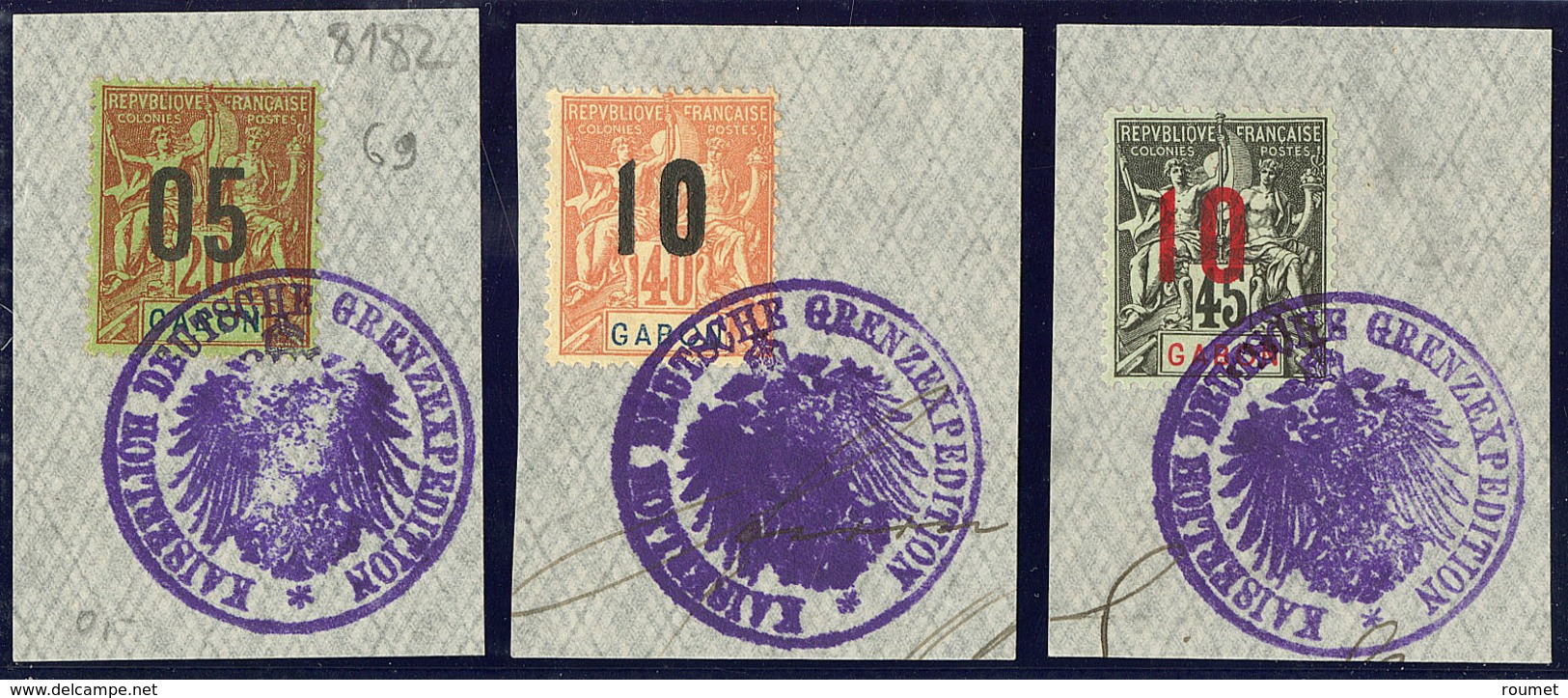 Nos 69, 72 Et 73 Obl Cachet Violet Allemand "GrenzExpedition" Sur Trois Fragments. - TB - Other & Unclassified