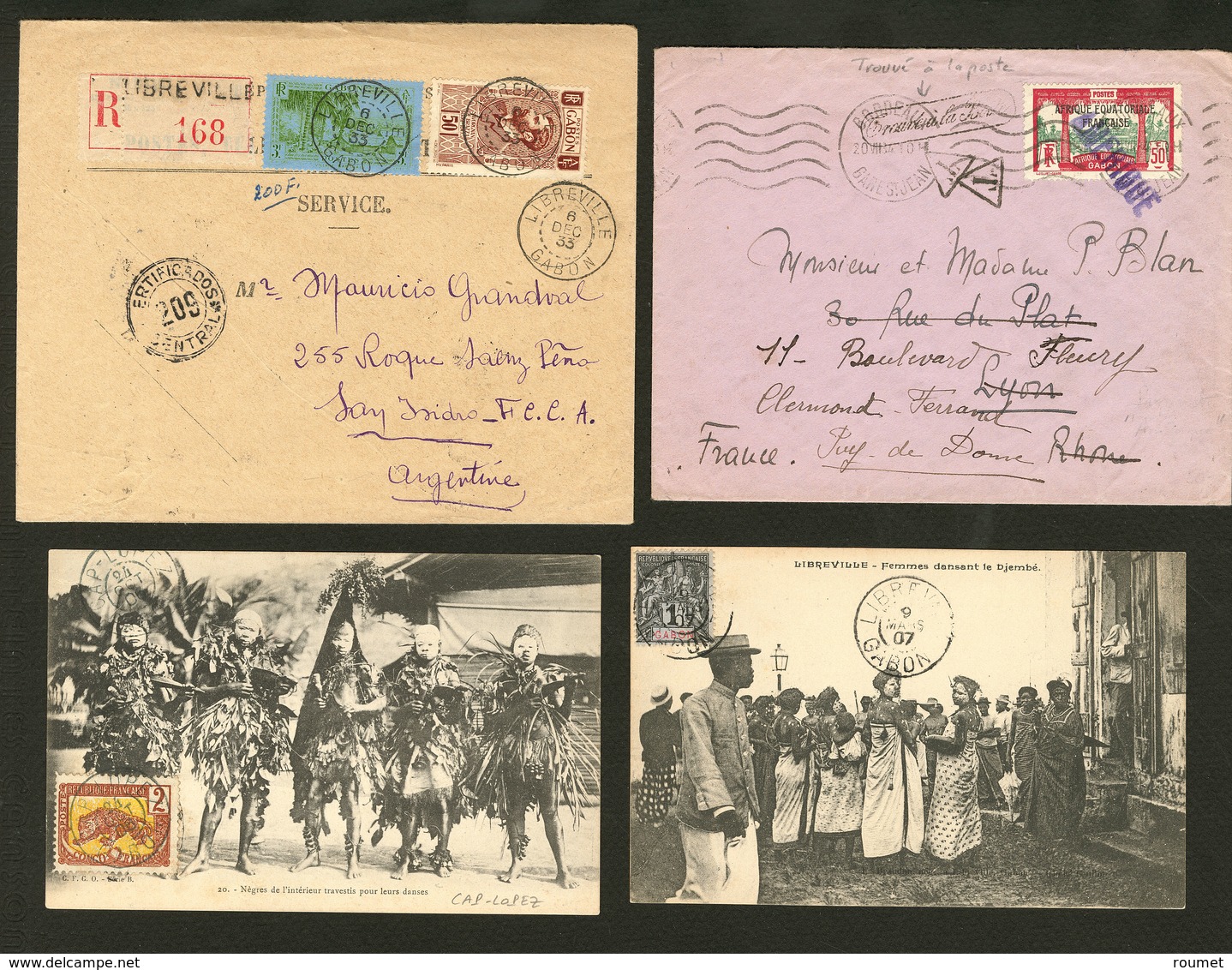 Lettre Collection. 1907-1933, , 2 Enveloppes Et 2 CP, Affts Divers. - TB - Other & Unclassified