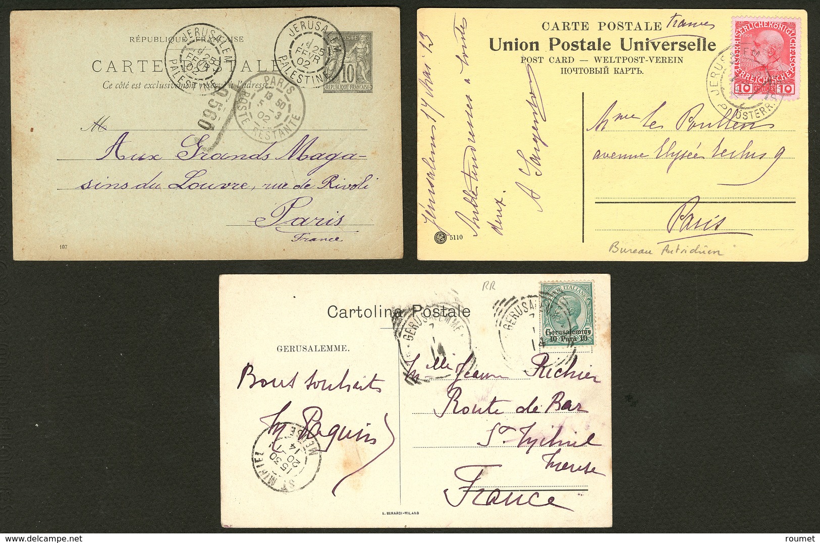 Lettre Lot. 1902-1914, Trois CP De Bureaux Français, Autrichien Et Italien. - TB - Other & Unclassified