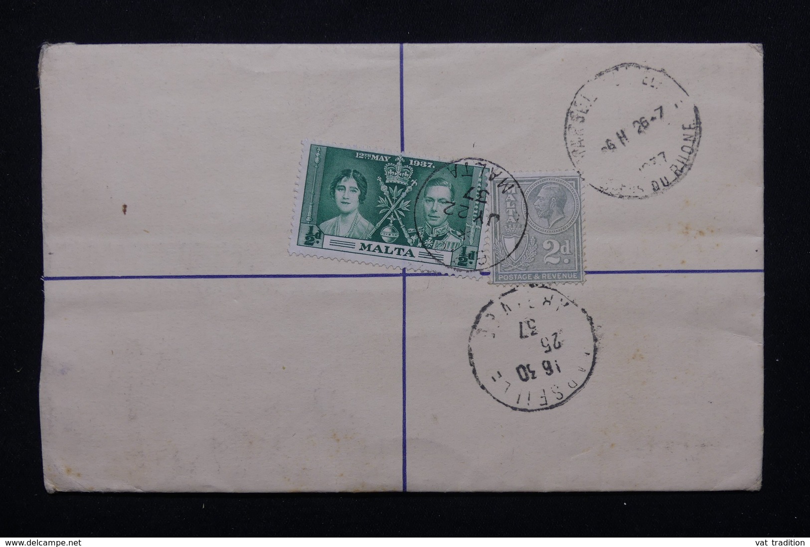 MALTE - Entier Postal + Complément Au Verso En Recommandé De Valletta Pour La France En 1937 - L 20880 - Malte