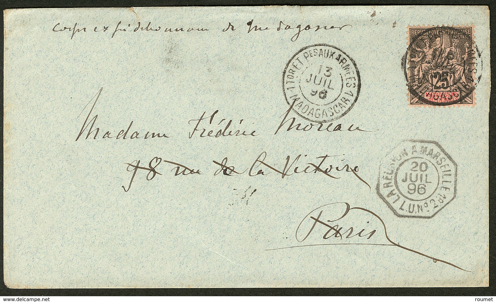 Lettre No 35, Obl Cad Trésor Et Postes Juil 96 Sur Enveloppe Avec Cachet Maritime Pour Paris. - TB - Autres & Non Classés