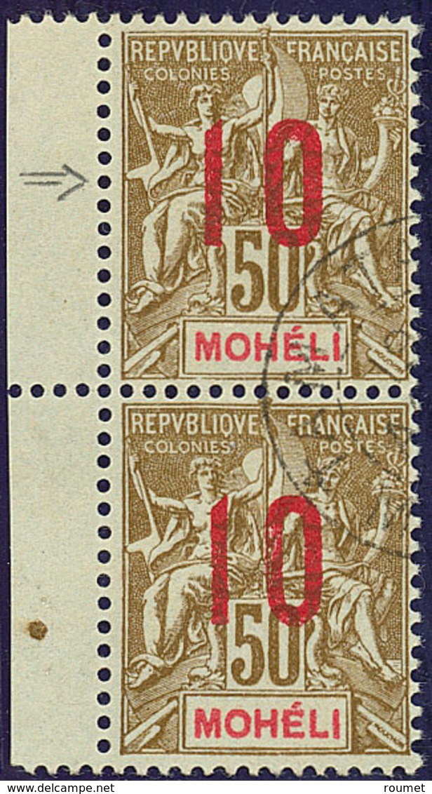 MOHELI. Chiffres Espacés. No 22A, En Paire Verticale Bdf Avec Ordinaire. - TB (cote Maury) - Other & Unclassified