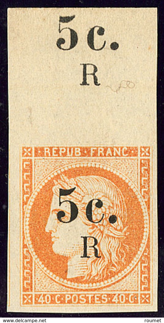 ** No 6, Haut De Feuille Avec Surcharge "5c./R" Répétée, Superbe - Altri & Non Classificati