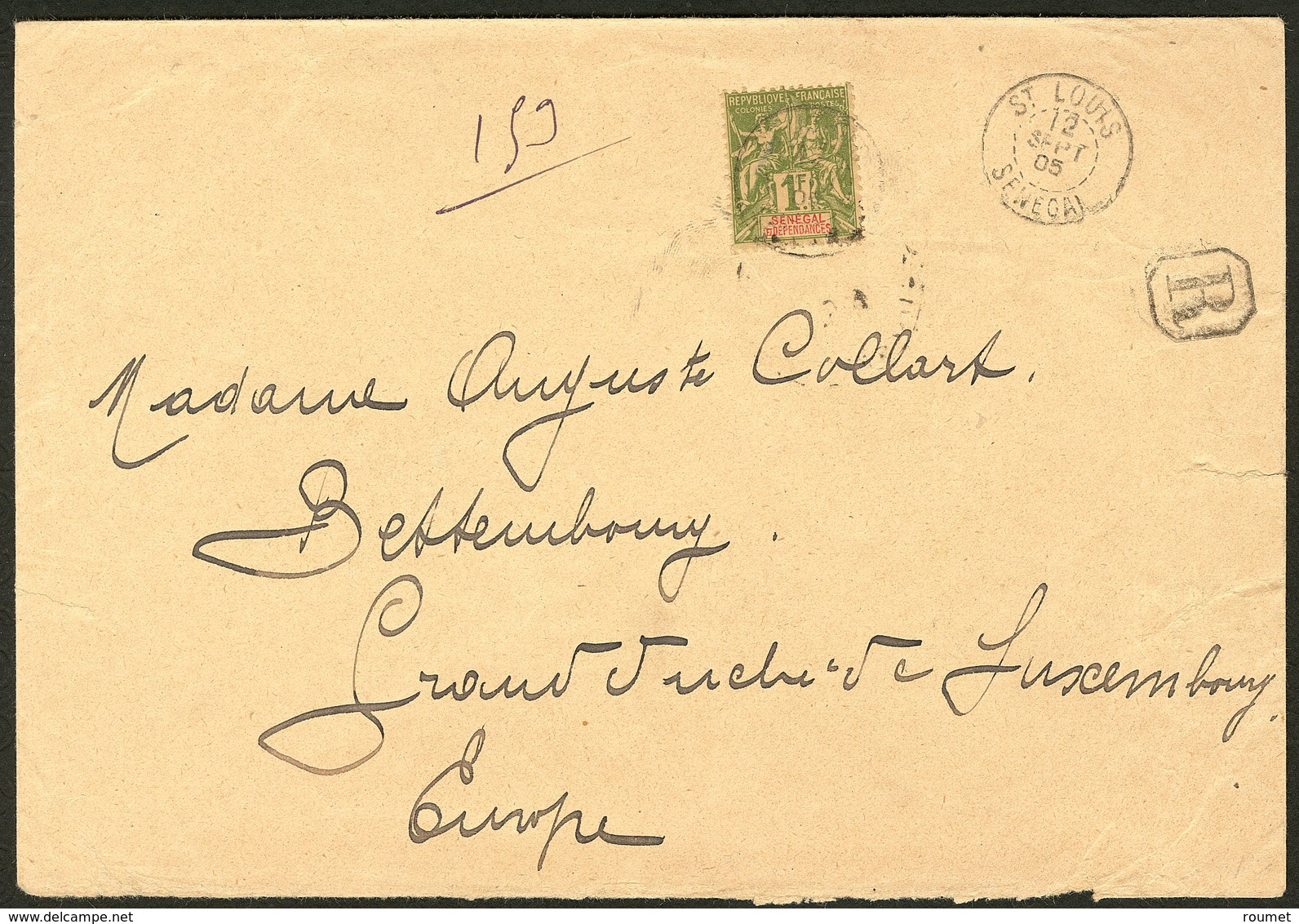 Lettre No 20, Obl St Louis Sept 1905 Sur Grande Enveloppe Recommandée Pour Le Luxembourg. - TB - Andere & Zonder Classificatie