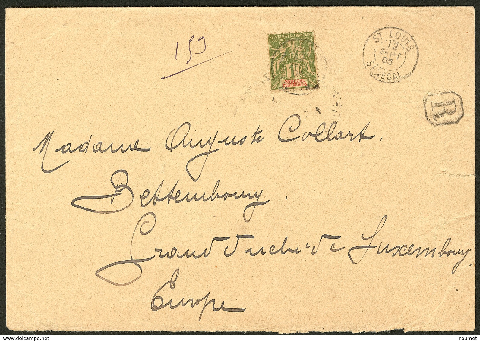 Lettre No 20, Obl St Louis Sept 1905 Sur Grande Enveloppe Recommandée Pour Le Luxembourg. - TB - Other & Unclassified
