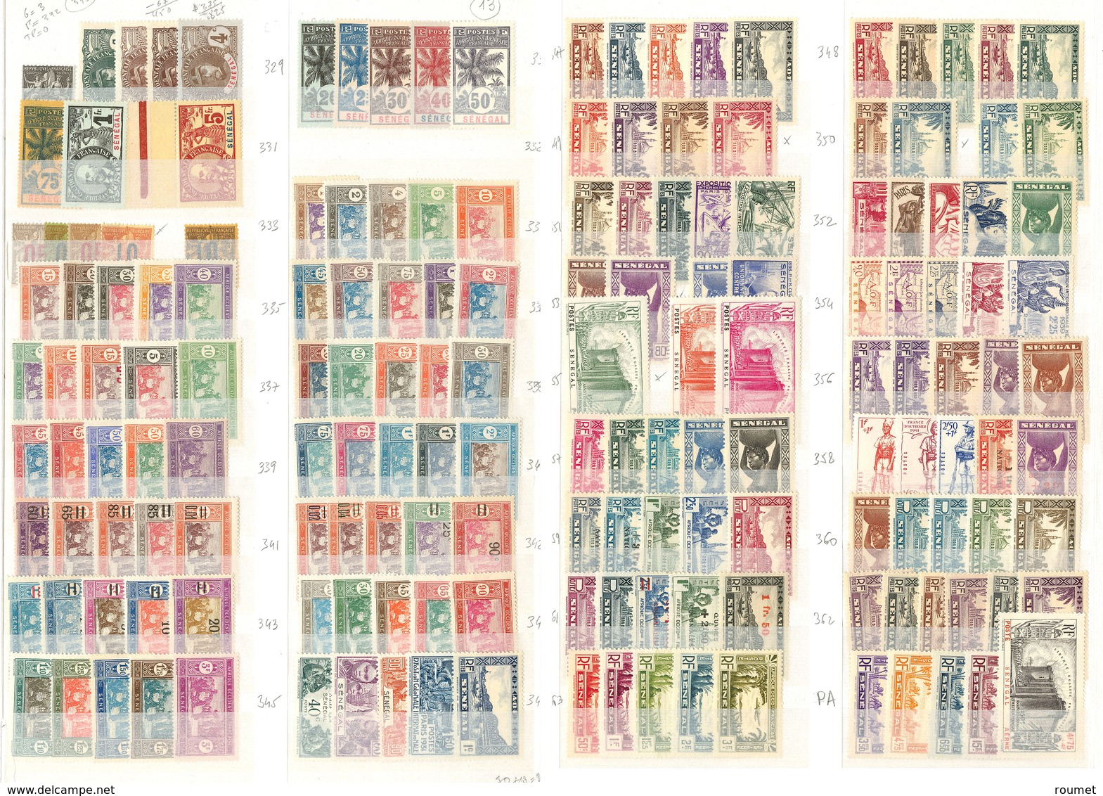 ** Collection. 1892-1944 (Poste, PA, Taxe), 13 Ex Entre 1892 Et 1907 Dont Palmiers, Ensuite 22 Ex Manquants Après 1912.  - Other & Unclassified