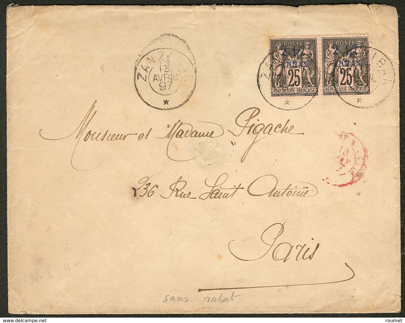 Lettre No 24 Paire, Obl Cad Avril 97 Sur Enveloppe Pour La France. - TB - Autres & Non Classés