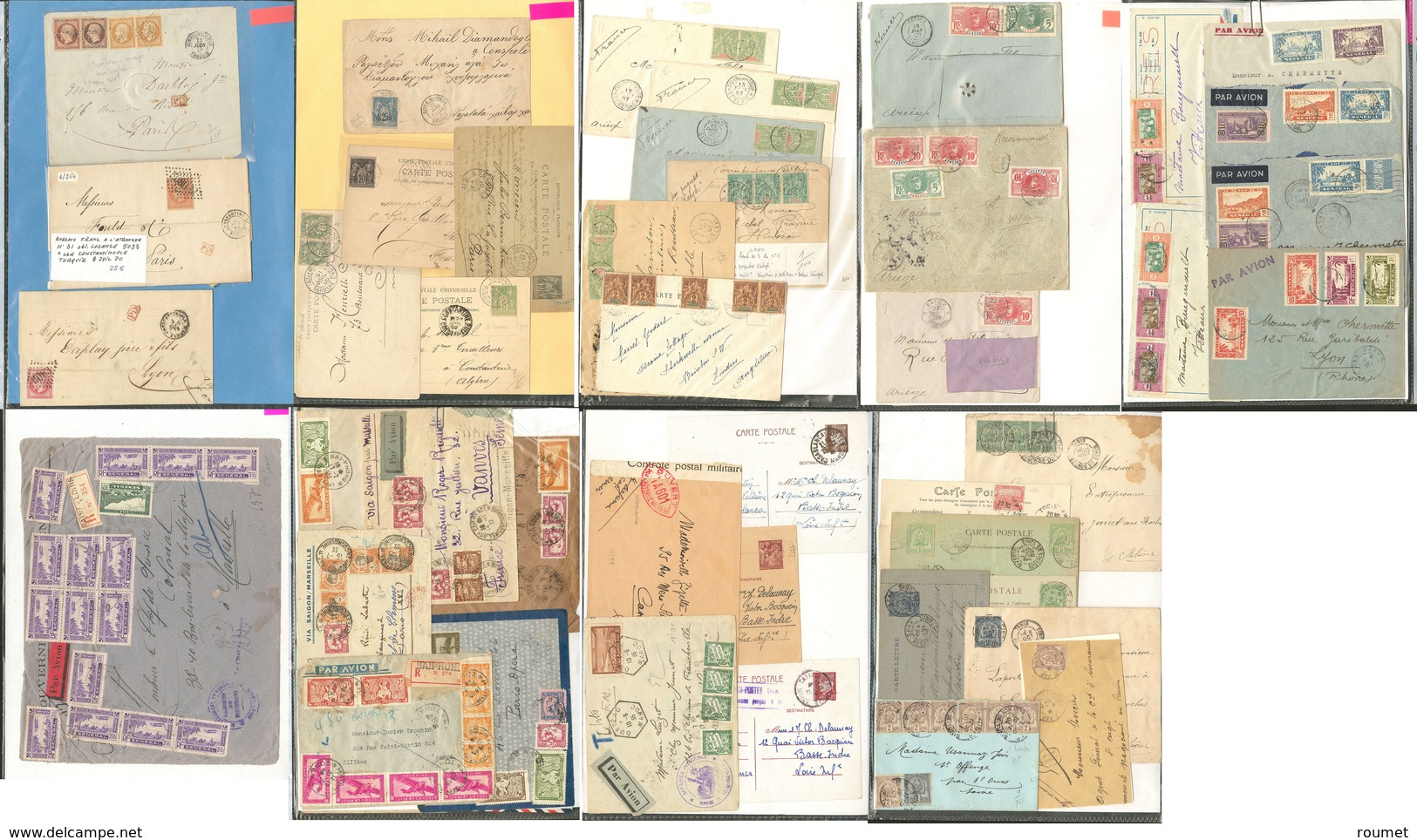 Lettre 1860-1958, Plusieurs Centaines De Plis, CP, Entiers, Affts, Obl Et Destinations, En 3 Classeurs, Tous états - Collezioni