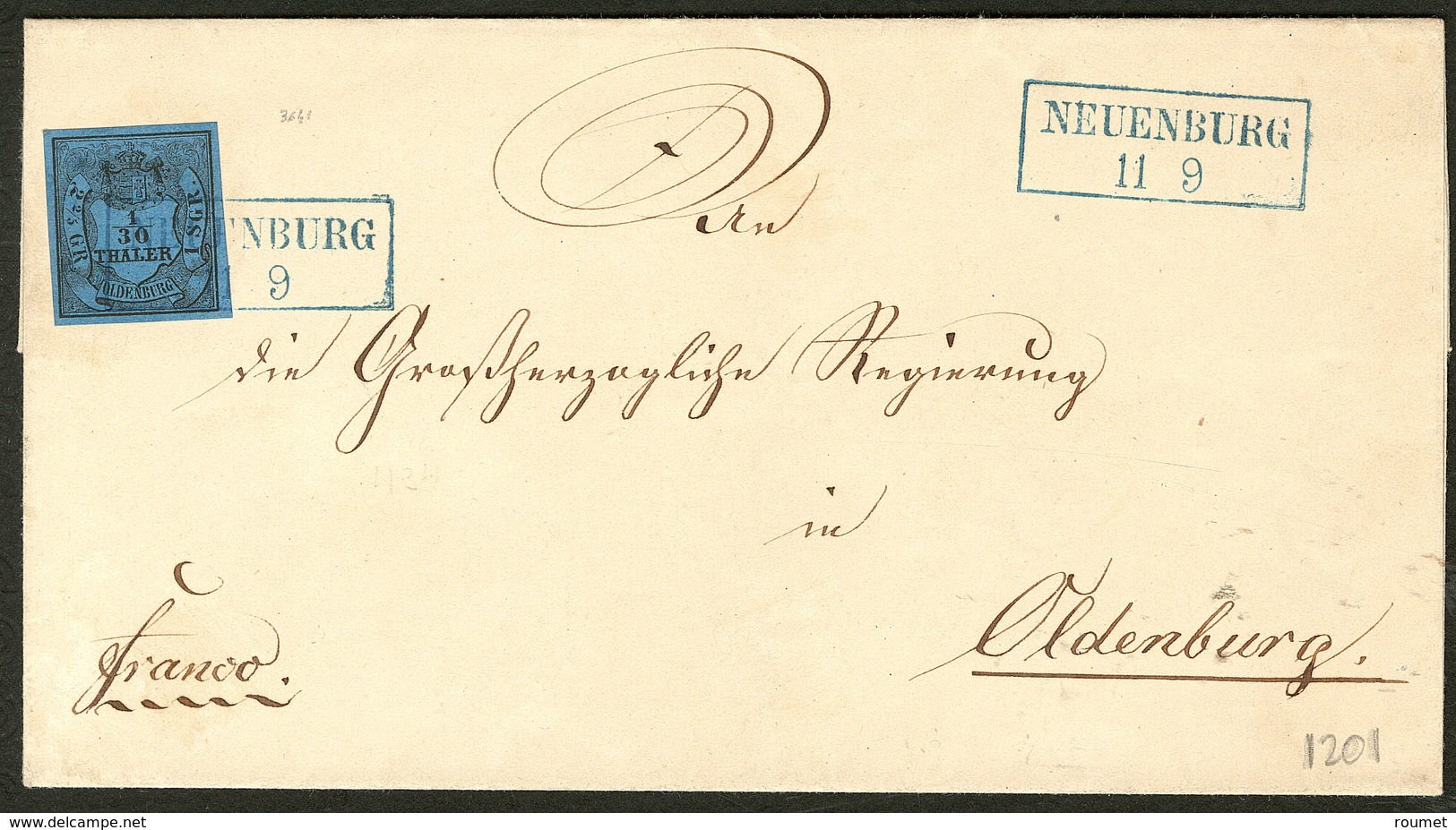 Lettre Oldenburg. No 2, Sur Enveloppe De Neuenburg, Jolie Pièce. - TB - Oldenburg