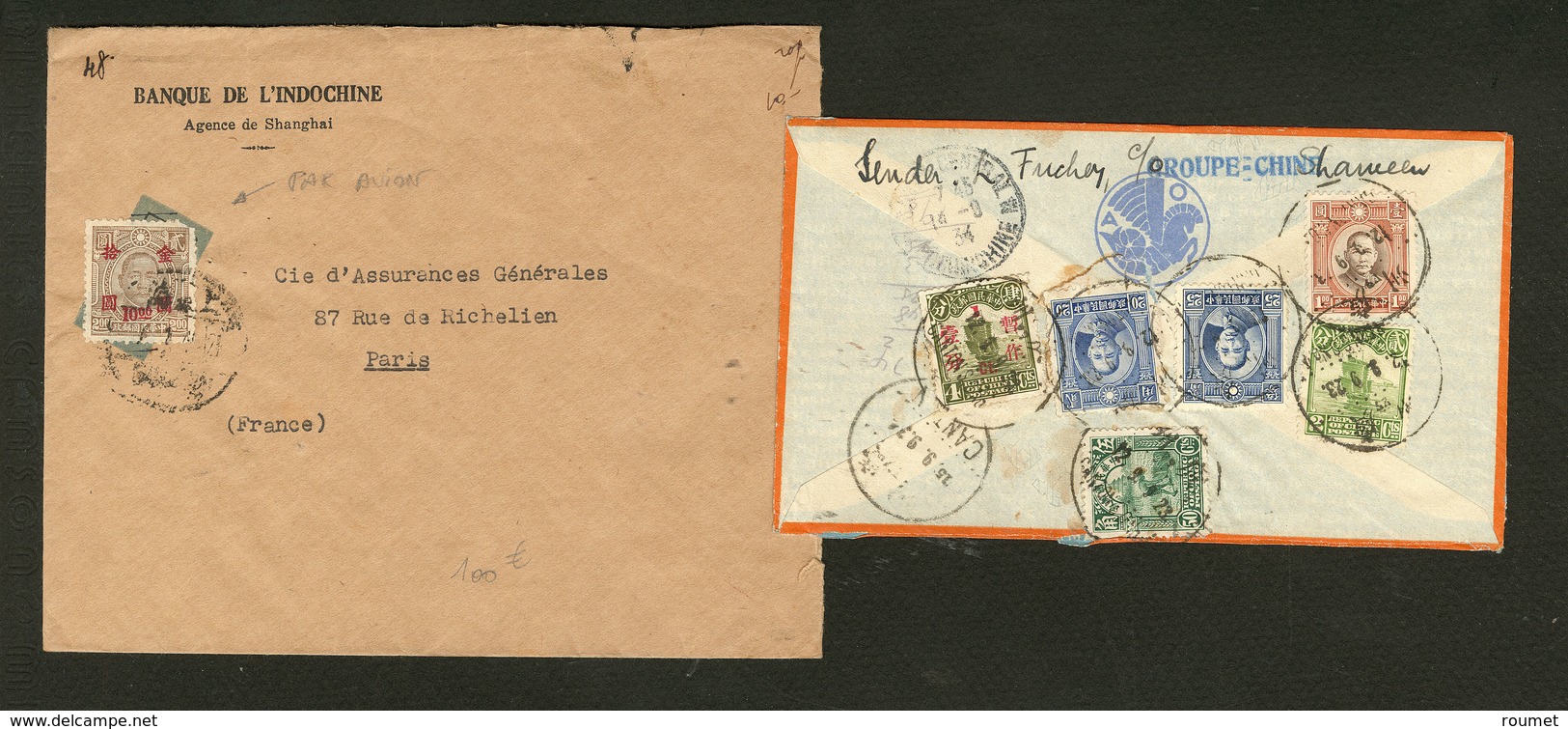 Lettre Deux Enveloppes Affts Divers Chine 1934. - TB - Andere & Zonder Classificatie