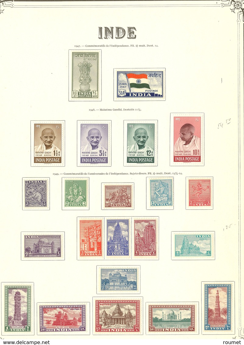 * INDE. Collection. 1947-1957 (Poste), Complète Du N°1 Au 89 Dont N°6, + Bosnie 29 à 44. - TB - Altri & Non Classificati