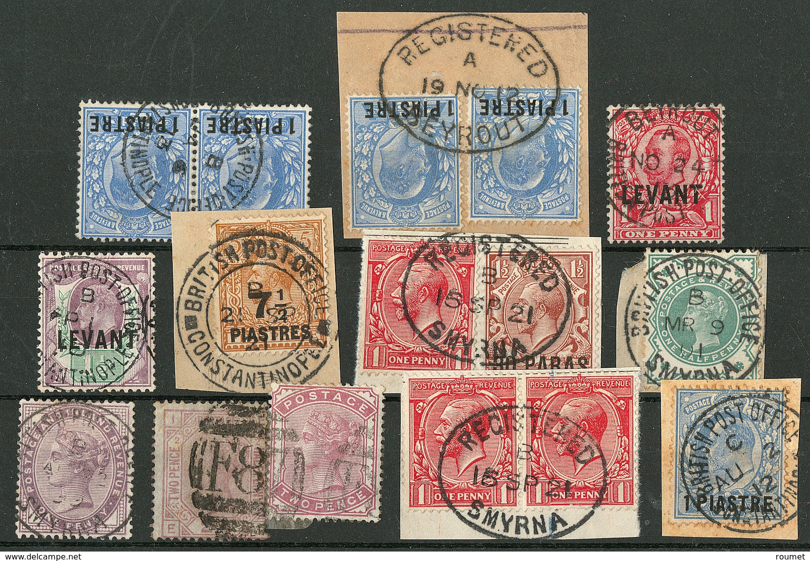 LEVANT. Bureaux Anglais. Lot 1912-1924, Diverses Obl Choisies Dont Smyrne, Beyrouth, Etc. - TB - Britisch-Levant
