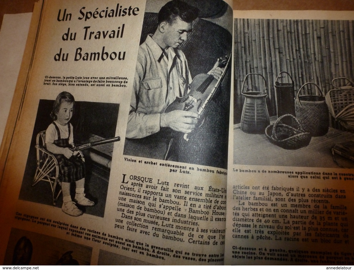 1951 MÉCANIQUE POPULAIRE:Des arbres neufs avec vieux;J'ai 1 million de grenouilles;Gravure sur pierre;Travail-bambou;etc