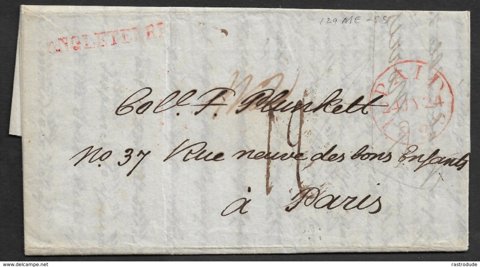 1825 - ENTIRE - LINCOLN'S INN ( PROFESSIONAL BODY OF JUDGES & LAWYERS ) To PARIS - ...-1840 Préphilatélie