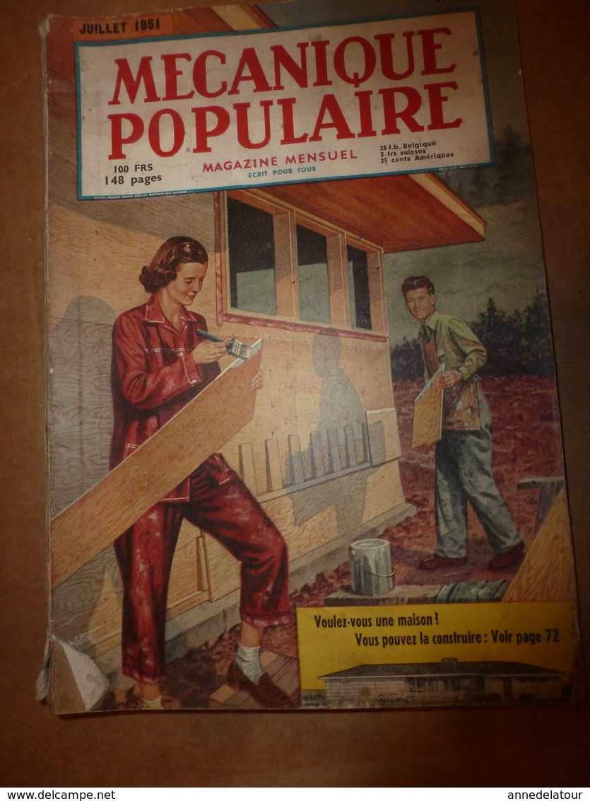 1951 MÉCANIQUE POPULAIRE:Faire Sa Maison; Construction D'une Maison En Contre-plaqué;Faire Durer Le Gouttières ;etc - Other & Unclassified