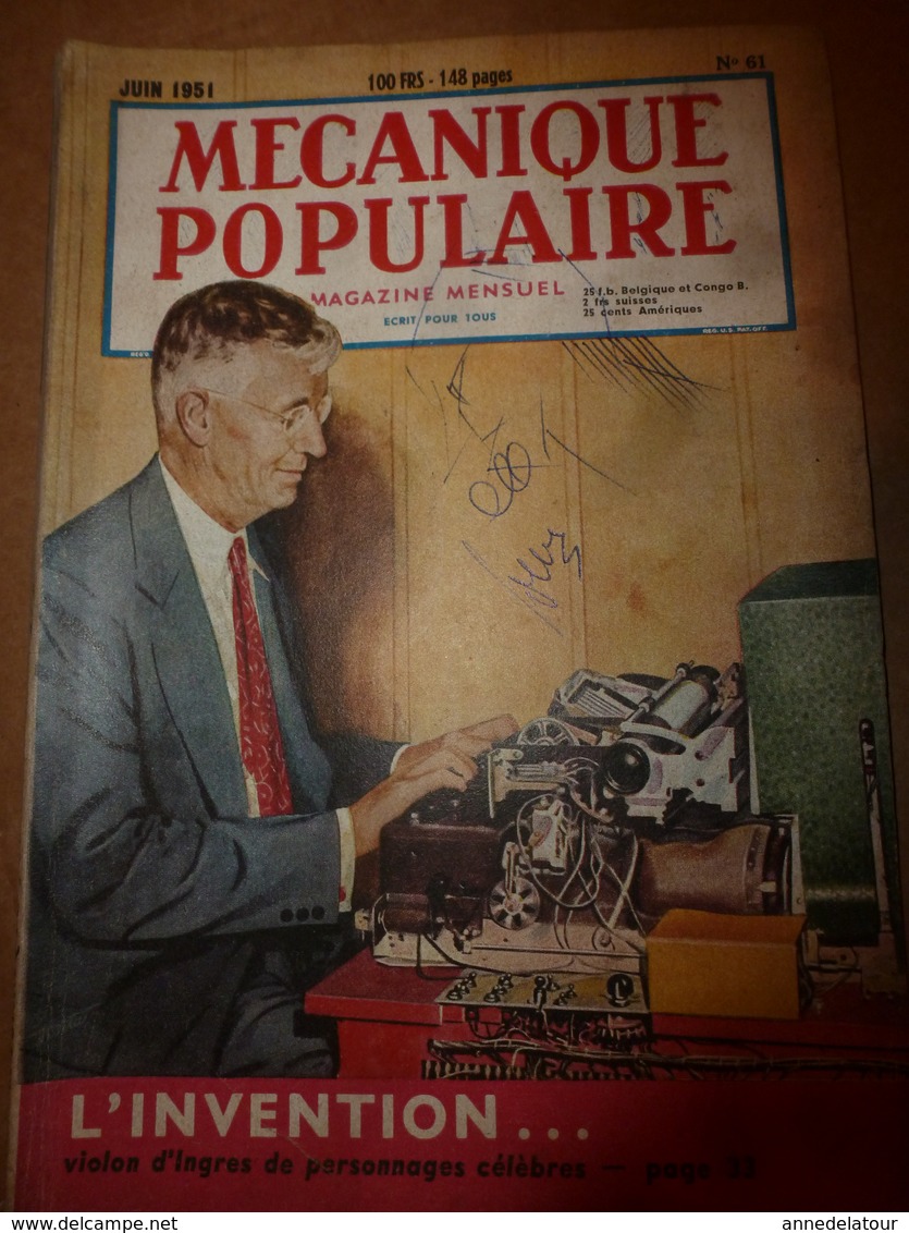 1951 MÉCANIQUE POPULAIRE: Construire Sa Maison En Contre-plaqué (2e Partie);Pour Avoir Une Belle Pelouse;Rejointoyer;etc - Other & Unclassified