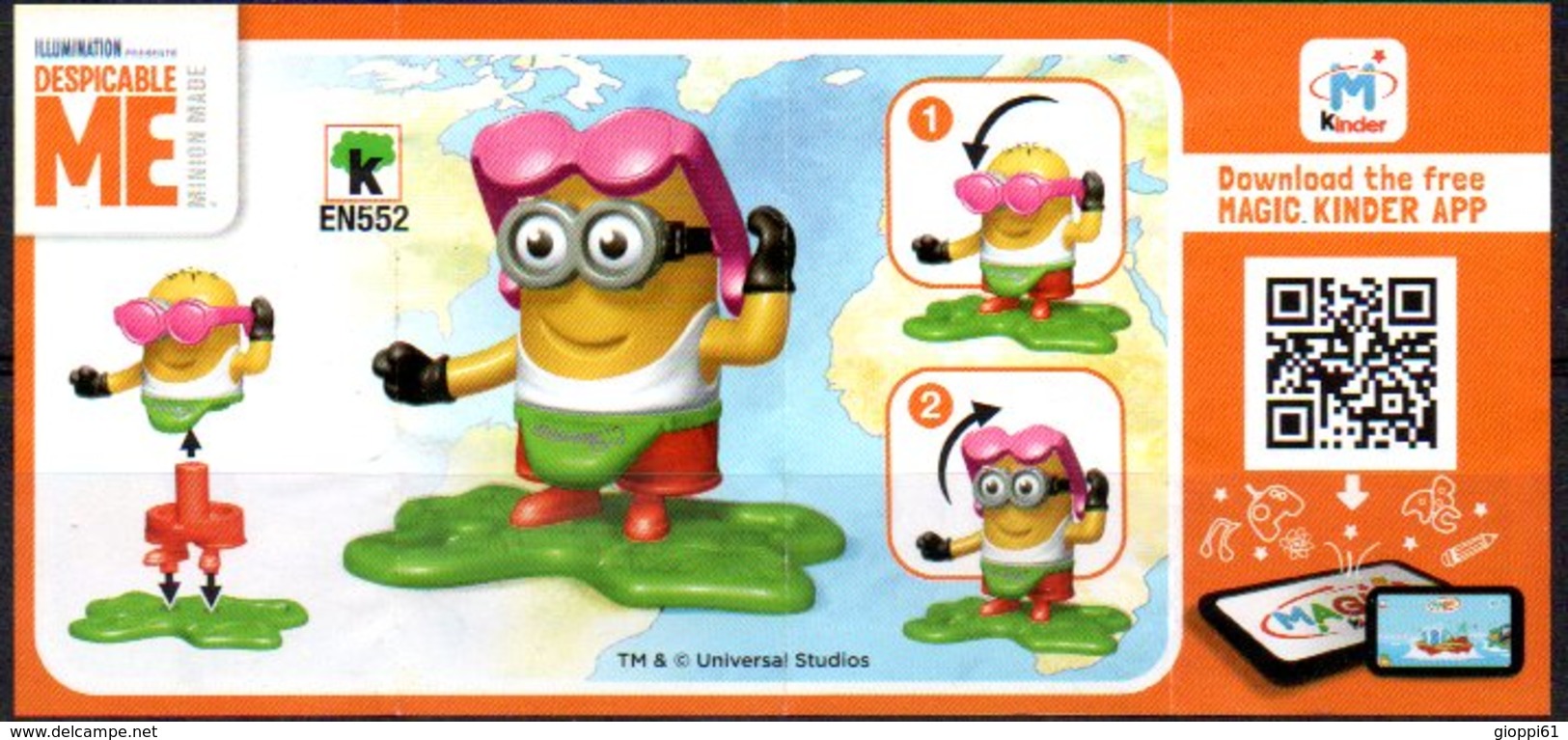 Cartina Istruzioni Kinder ' Minions Around The World' (Fronte E Retro) - Notices