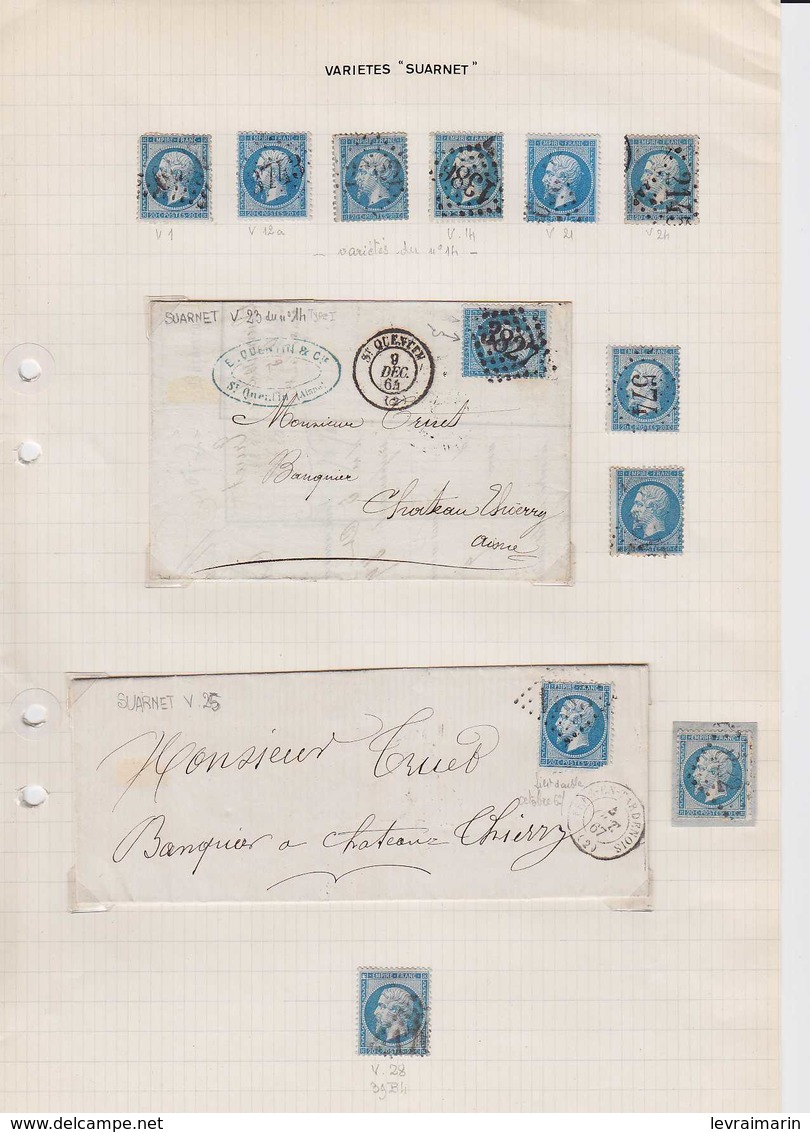 N°22 Fantastique Collection De Variétés Suarnet, Au Total 252 Timbres Et 17 Lettres, RRRRR. - 1862 Napoléon III