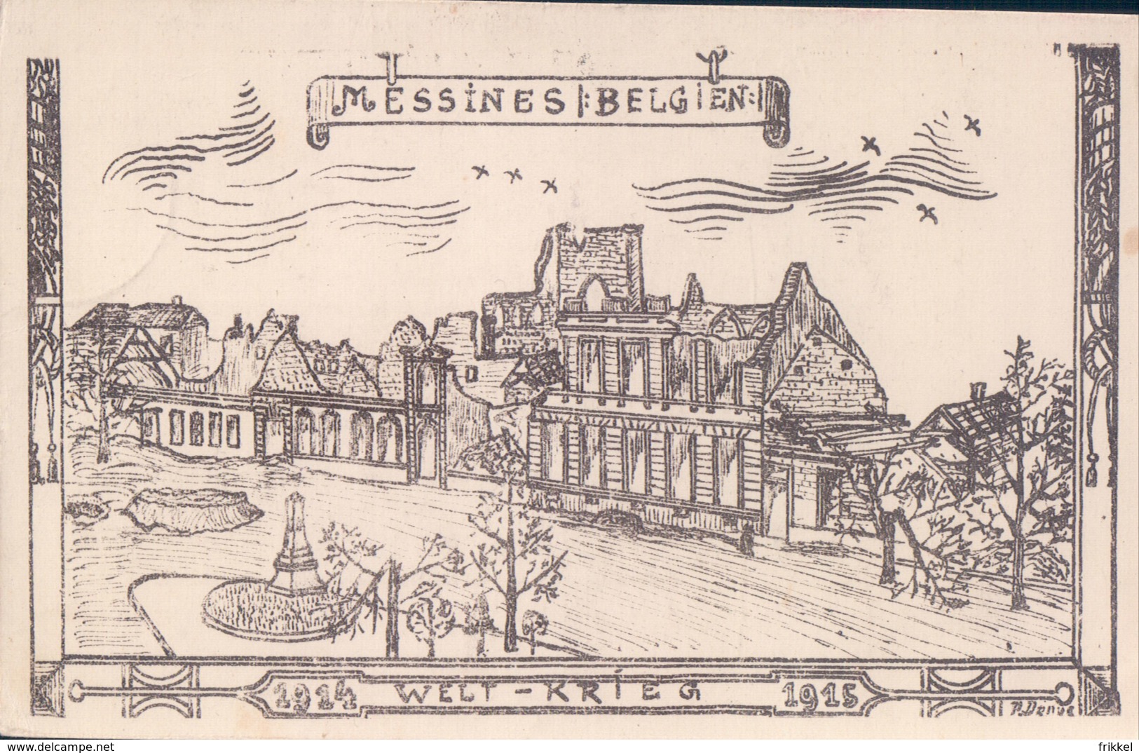 Mesen Messines Belgien 1914 Welt Krieg 1915 Feldpost Feldpostkarte - Mesen