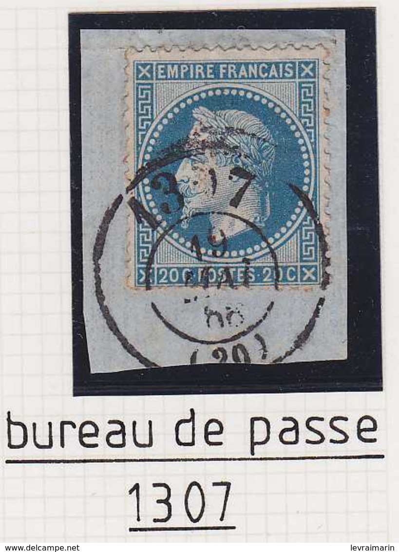 N°29 Cachet à Date Du Bureau De Passe 1307 Dijon Sur Fragment, TB, Pas Courant. - 1863-1870 Napoleon III Gelauwerd