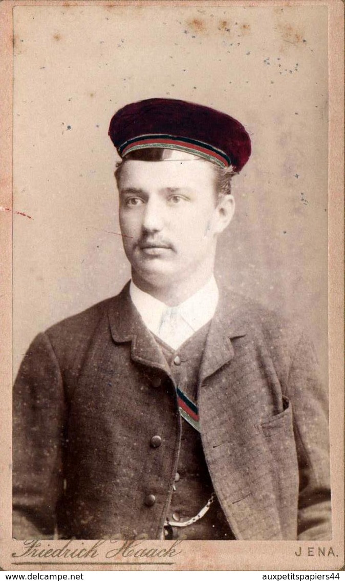 CDV Tirage Photo Albuminé Cartonné Original, Homme Moustachu P. Günther (Jena) W. Kops Merseburg 1887 - F. Haack - Anciennes (Av. 1900)