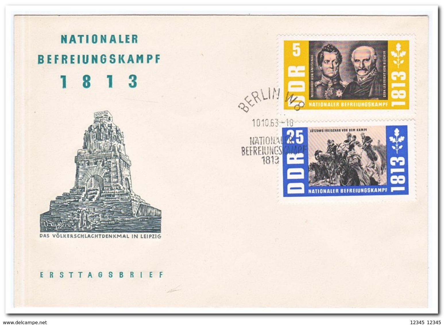 DDR 1963, FDC, 150th Anniversary Of The Wars Of Liberation - Andere & Zonder Classificatie