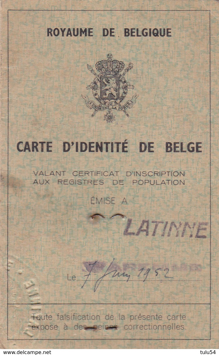 Commune De Latinne  Ancienne Carte D'identité - Collections