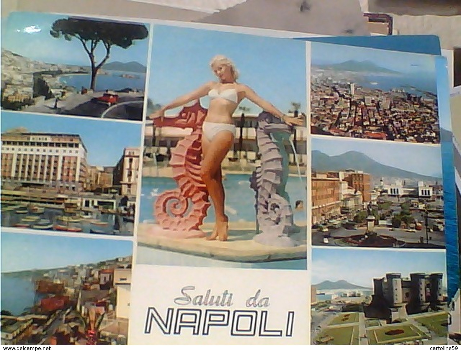 7 CARD NAPOLI PIAZZA BORSA  PIN UP CASTELLO PORTO NAVE CIRCOLO CANOTTIERI POSILLIPO VIA PETRARCA VBN1960/77 HA7313 - Napoli