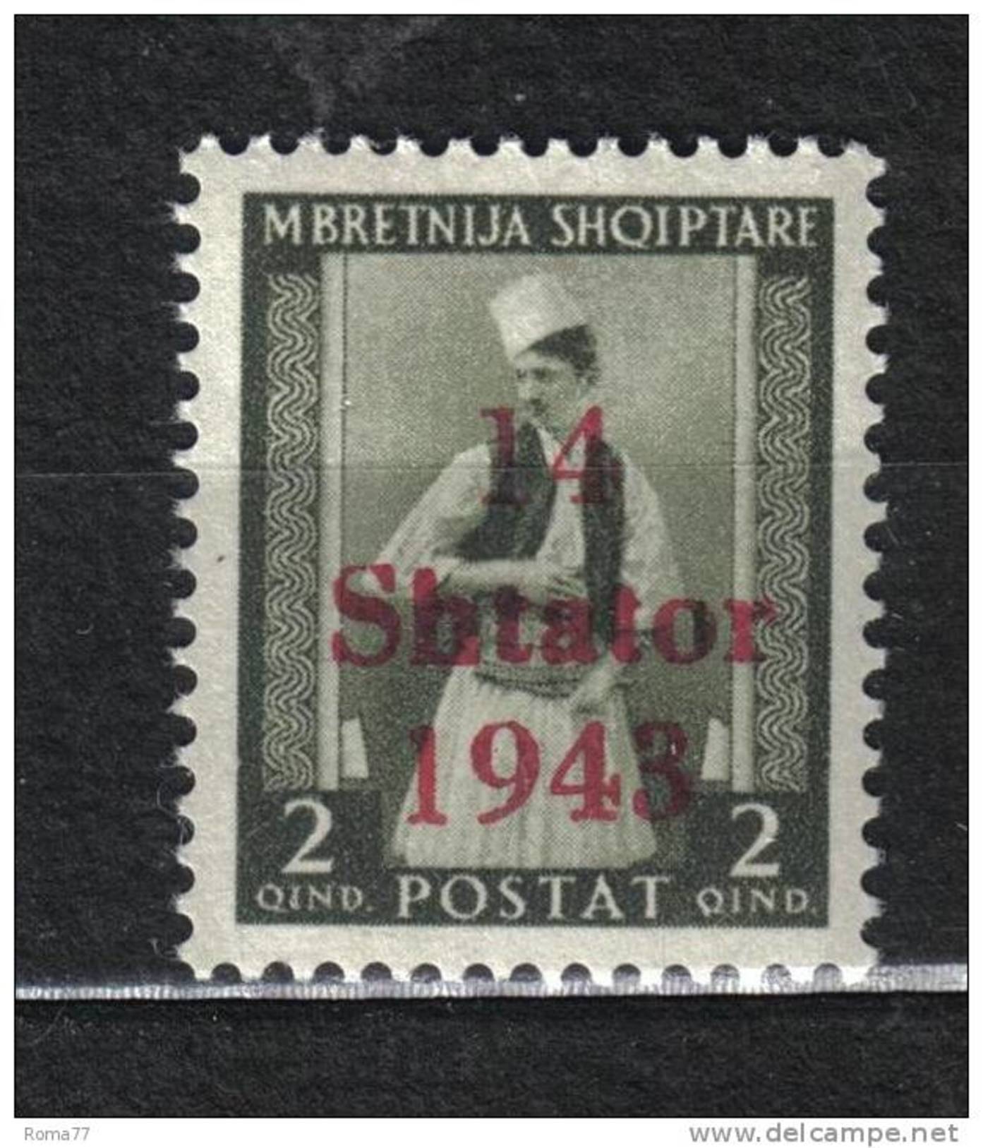 SS6055 - ALBANIA Occupazione Tedesca ,  Sassone N. 2  ***  Mnh - Occupazione 1938 – 45