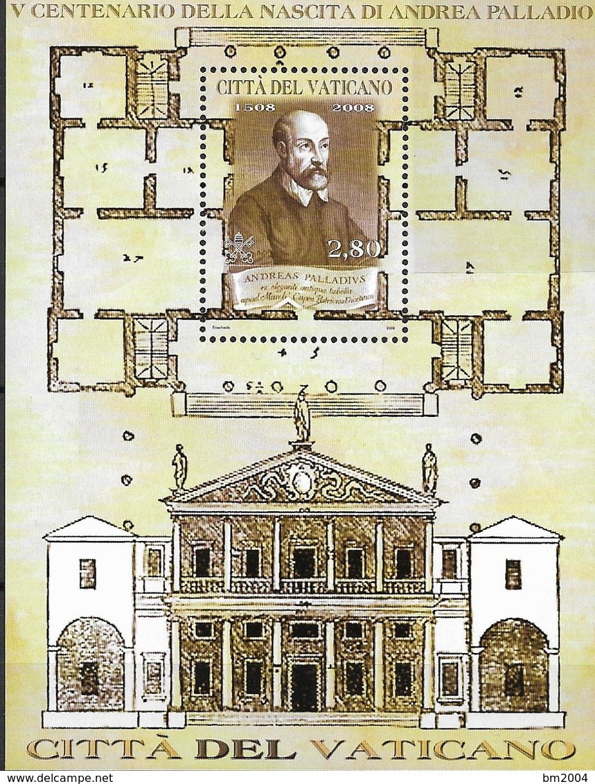 2008 Vatikan  Mi. Bl 31**MNH   500. Geburtstag Von Andrea Palladio. - Blocks & Sheetlets & Panes