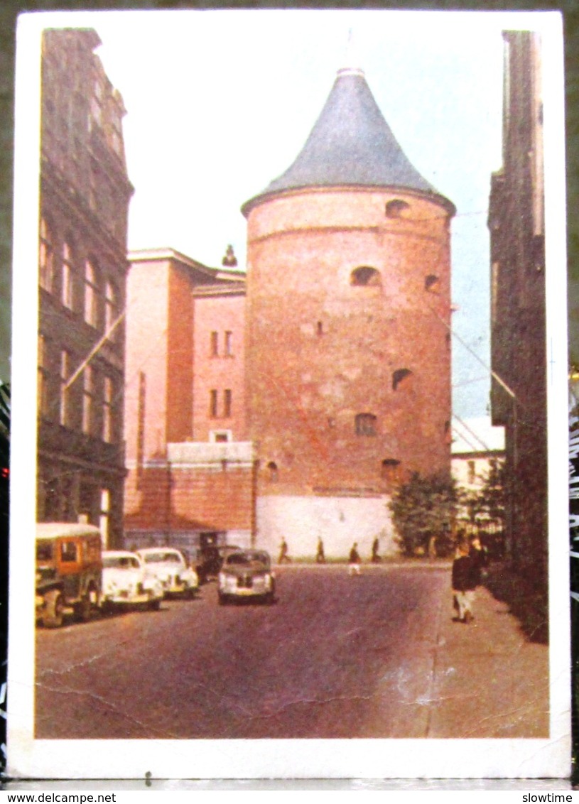 Riga Powder Tower, Old Town. USSR Postcard 1955 With Stamp - Latvia