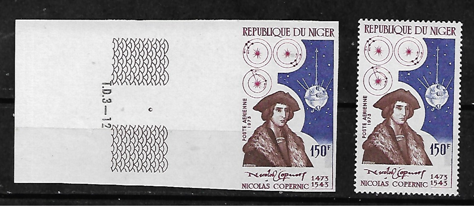 #B1C# NIGER, MICHEL 409 PERF.+IMPERFORATED MNH**, SPACE. COPERNICUS, COPERNIC. - Niger (1960-...)