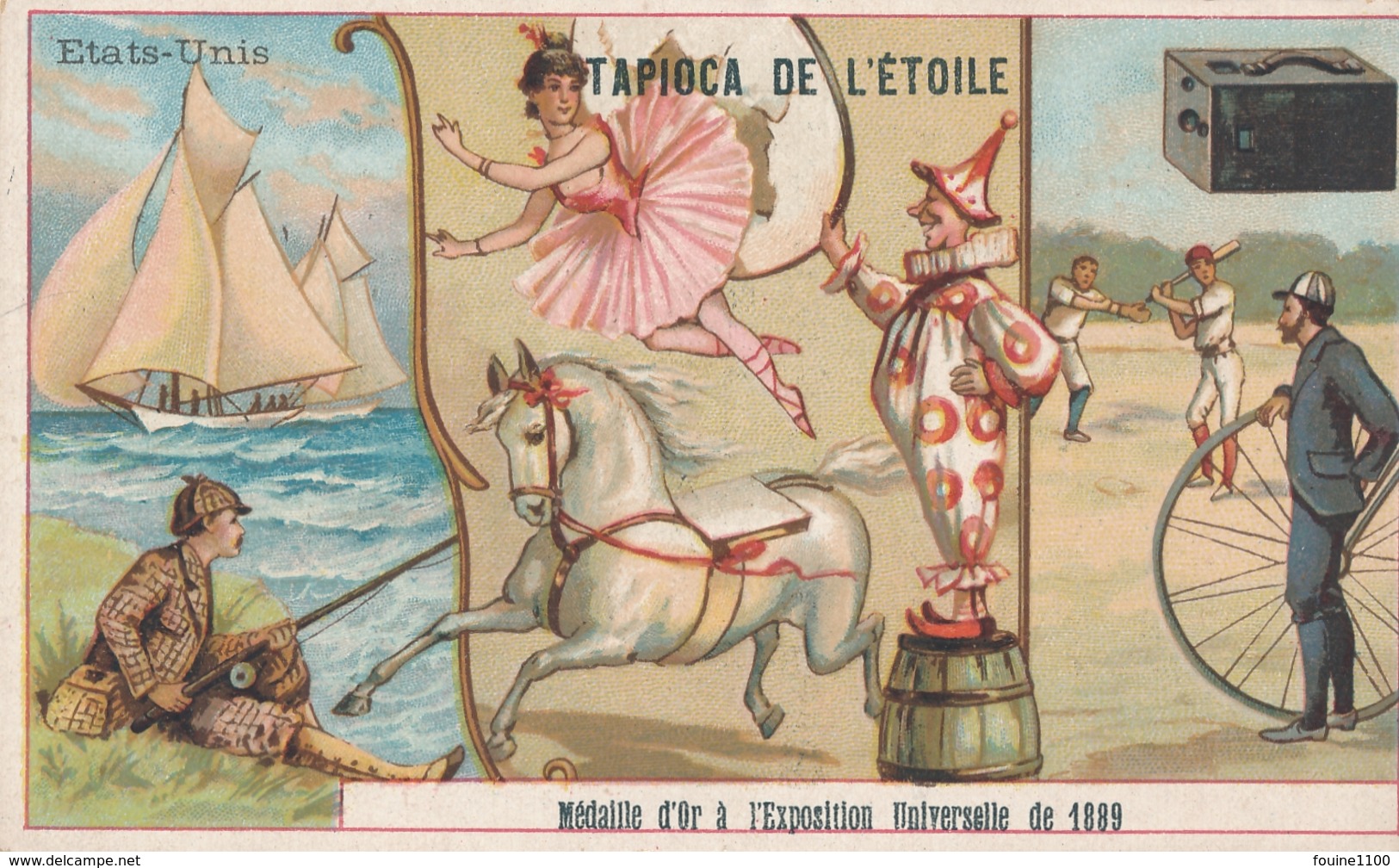 Chromo  états Unis   Tapioca De L' étoile Médaille D'or à Exposition Universelle De 1889 Paris ( Cirque Baseball ) - Autres & Non Classés