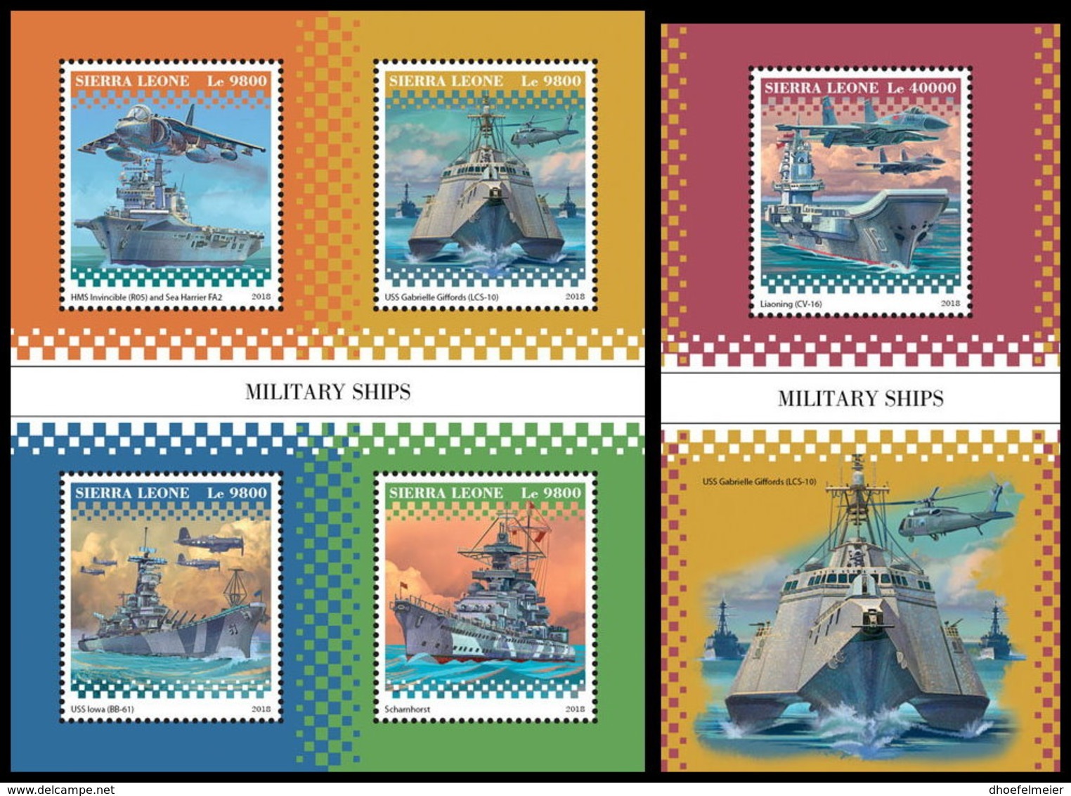 SIERRA LEONE 2018 **MNH Helicopter Hubschrauber Military Ships M/S+S/S - OFFICIAL ISSUE - DH1901 - Hélicoptères