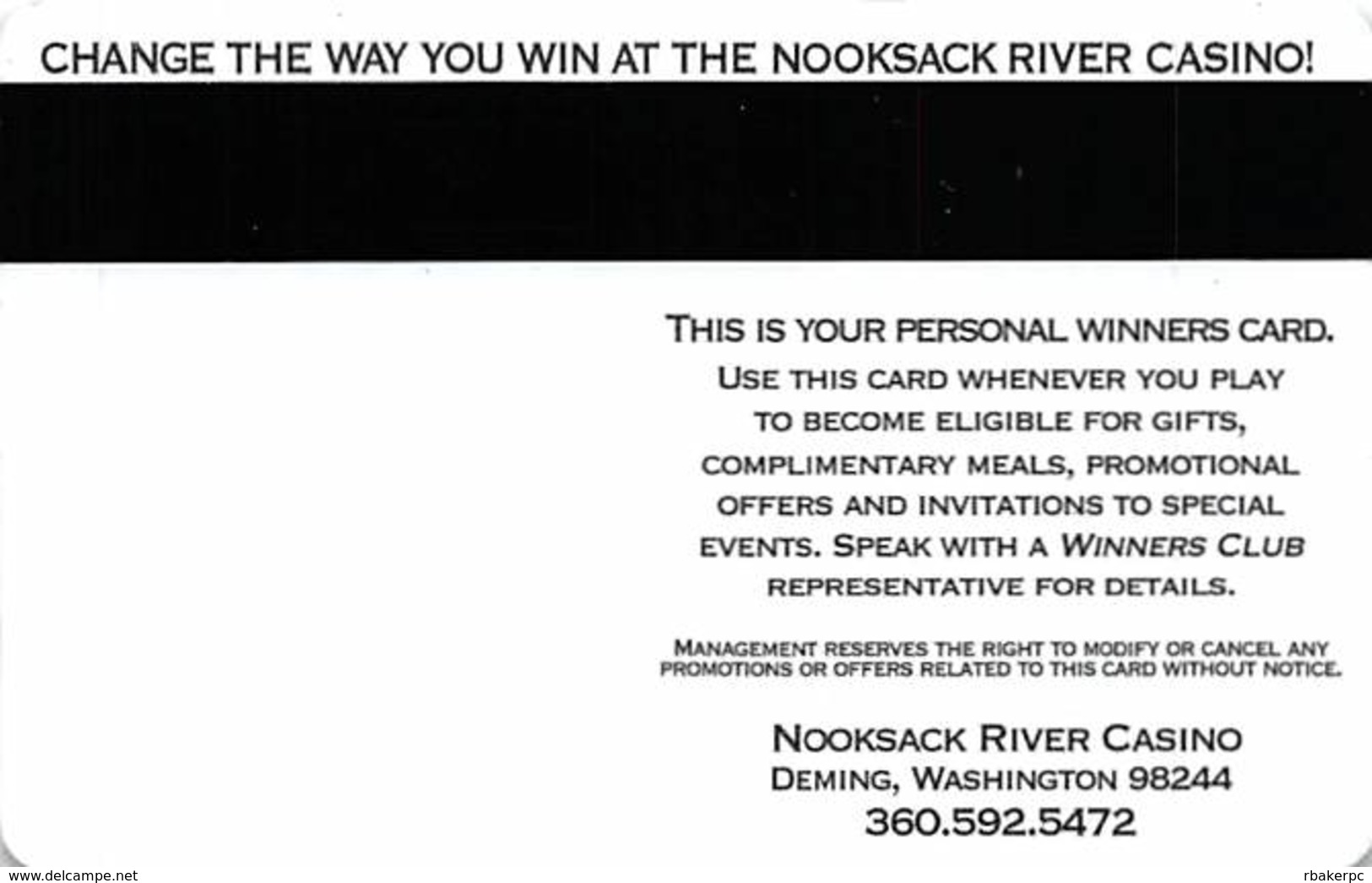Nooksack Casino Deming WA Slot Card With Multimedia Games Logo - Casino Cards