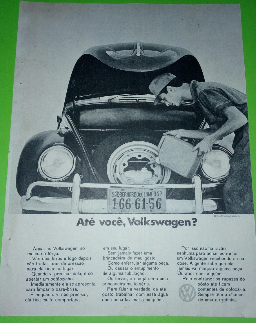 Volkswagen VW  ,vintage Publicidade 1968. Magazine Page - Coches