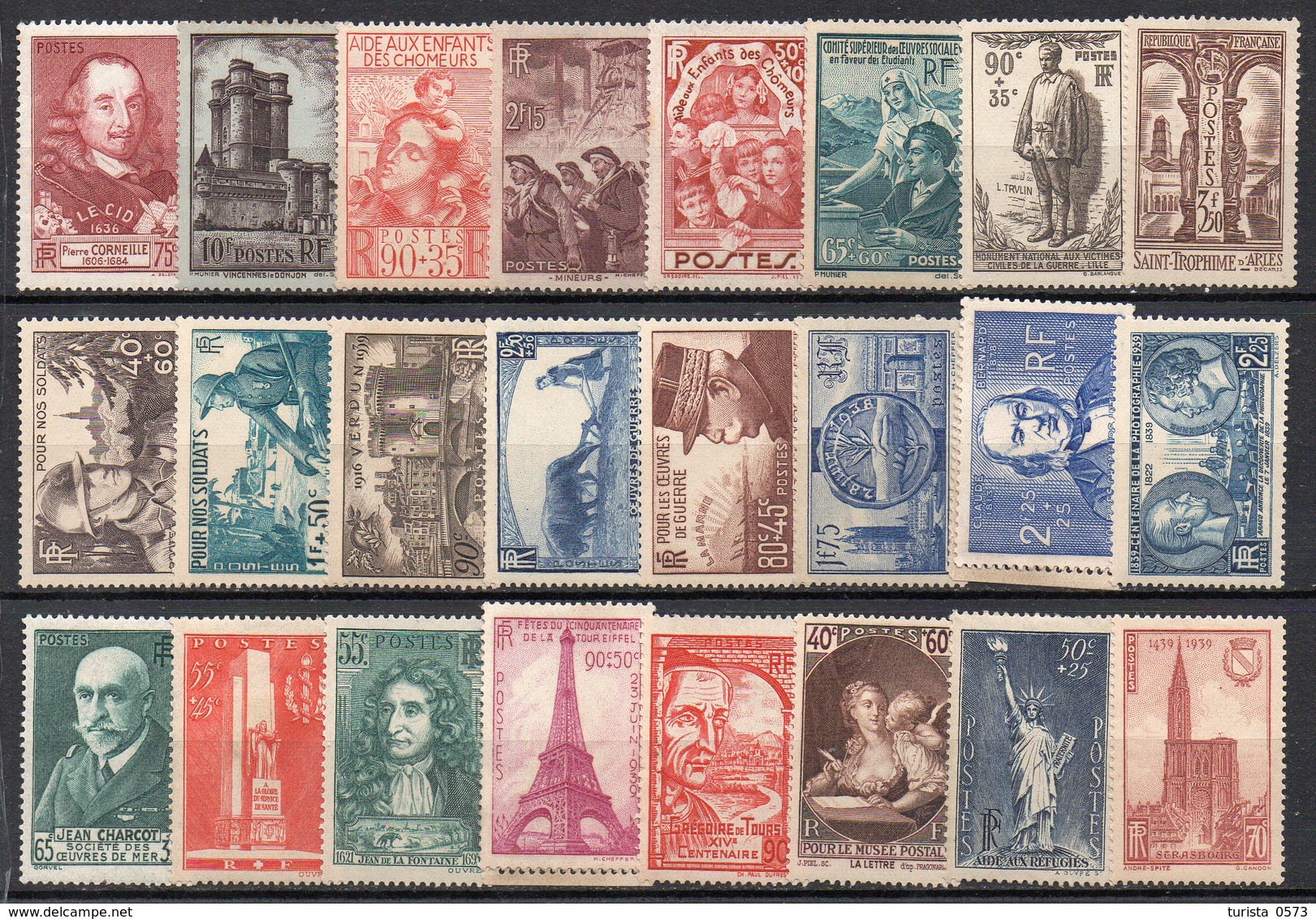 FRANCIA 1936 - 1941 Commemorativi Nuovi Con Linguella  MH  /* (2 Scan) - Collections (sans Albums)
