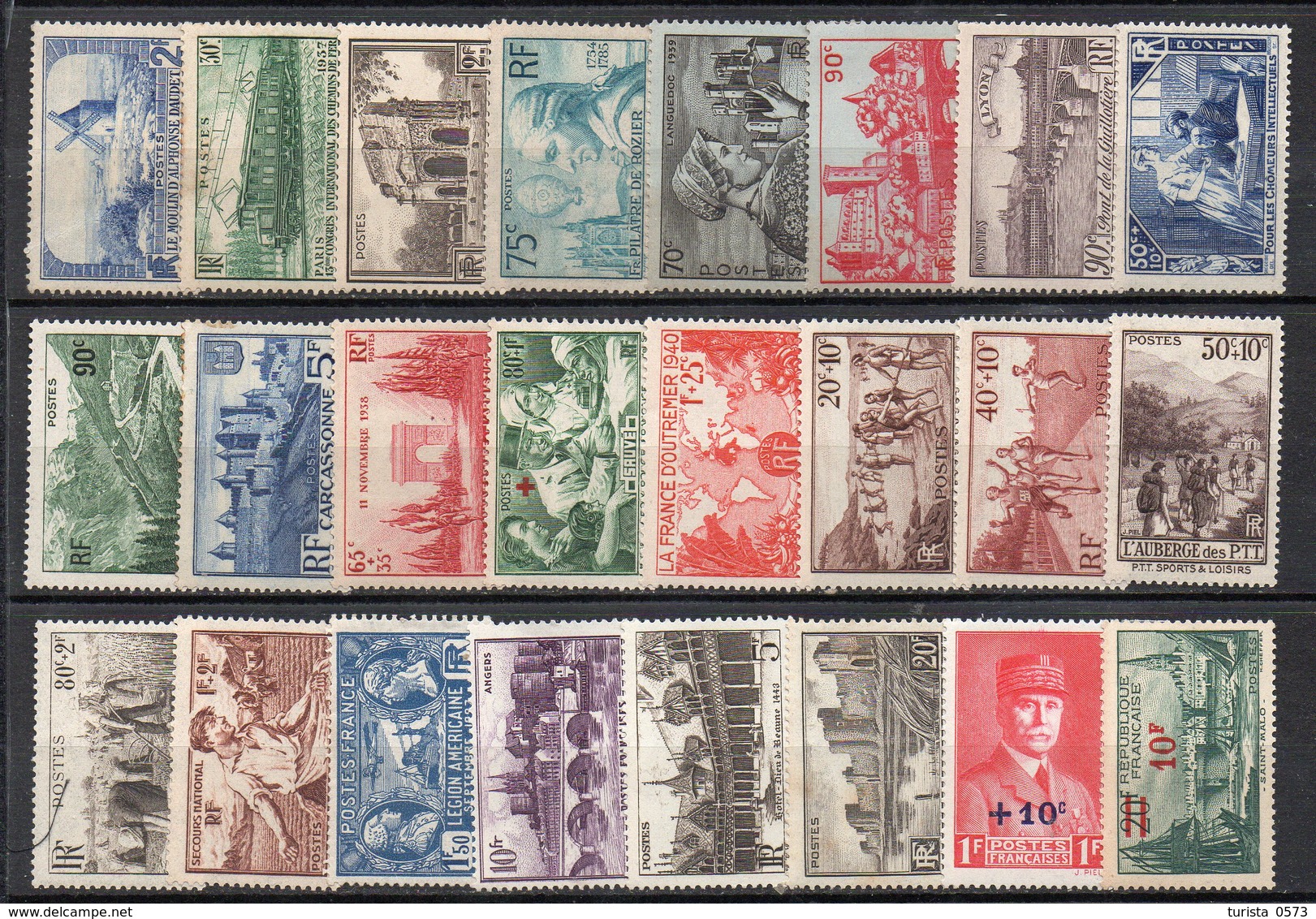 FRANCIA 1936 - 1941 Commemorativi Nuovi Con Linguella  MH  /* (2 Scan) - Collections (sans Albums)