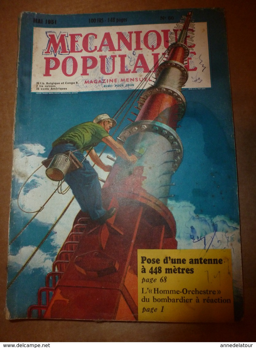 1951 MÉCANIQUE POPULAIRE: Je Construis Ma Maison En Contre-plaqué (5e Part);Auto A Pédales;Solution Bateau A Voile; Etc - Other & Unclassified