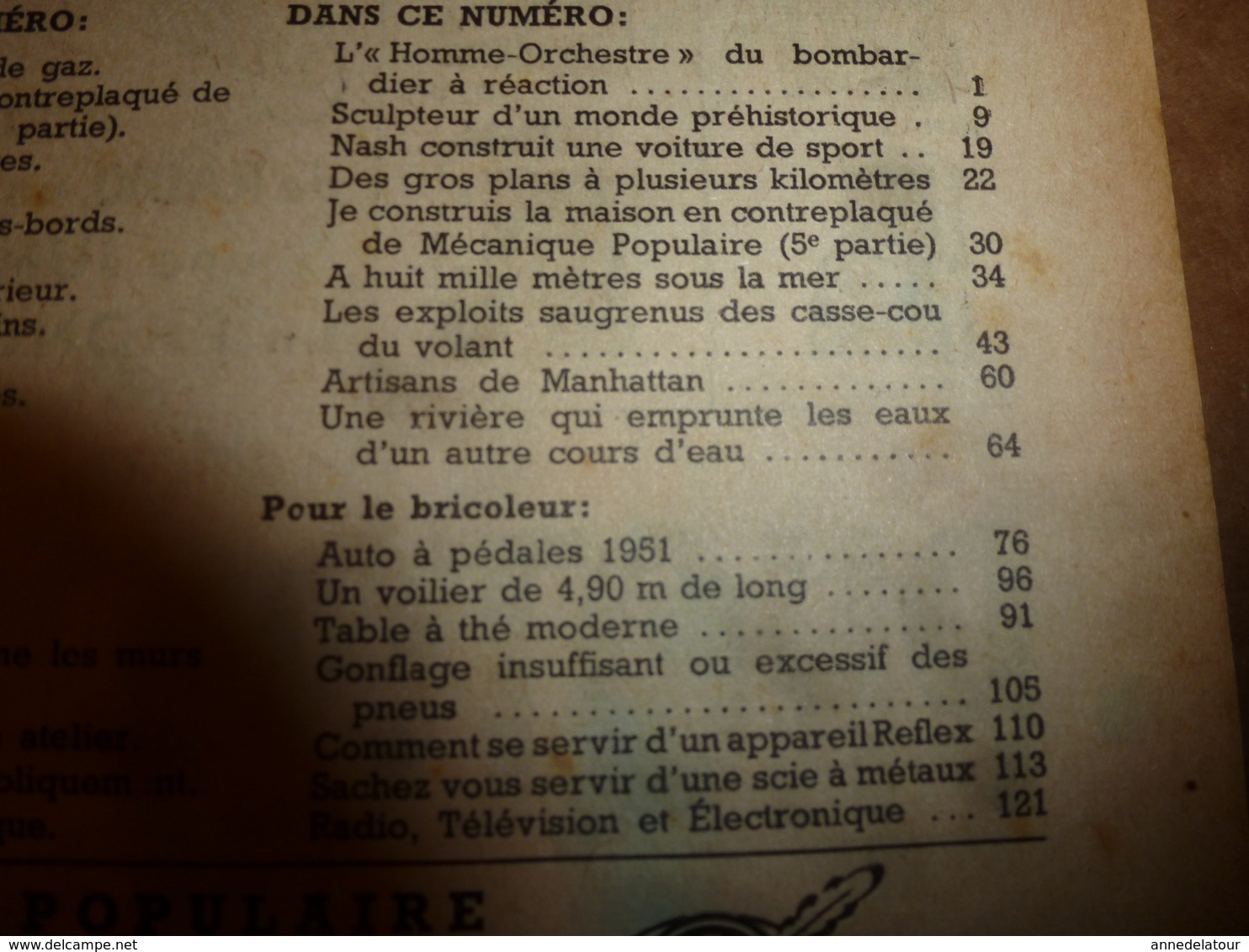 1951 MÉCANIQUE POPULAIRE: Je Construis Ma Maison En Contre-plaqué (5e Part);Auto A Pédales;Solution Bateau A Voile; Etc - Other & Unclassified