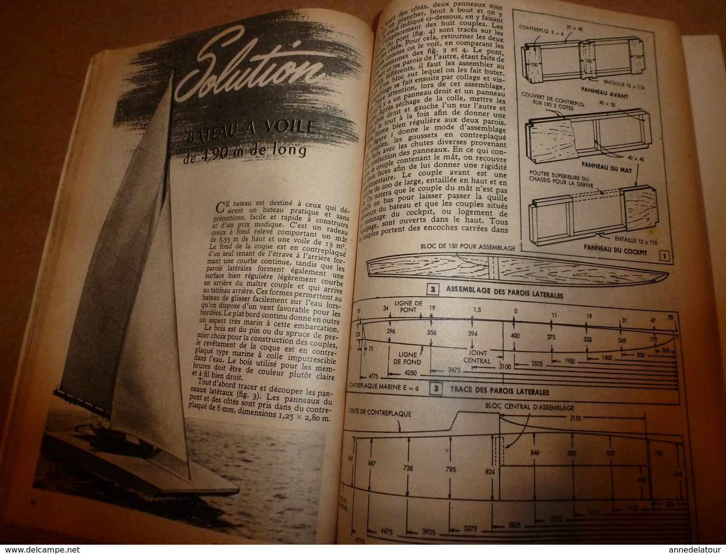 1951 MÉCANIQUE POPULAIRE: Je construis ma maison en contre-plaqué (5e part);Auto a pédales;Solution bateau a voile; etc